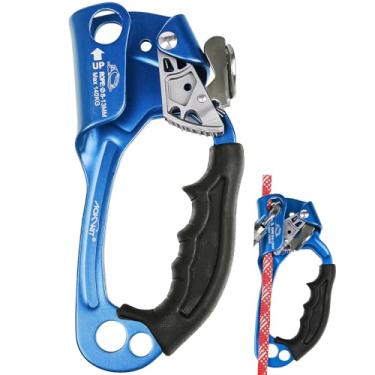 Imagem de AOKWIT Equipamento de escalada de liga de alumínio com certificação UIAA e CE, equipamento de rapel forte para escalada de árvores, arborista, resgate, montanhismo, espeleologia (azul direito 1)