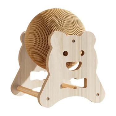 Imagem de ShengQuanHao Bola Arranhadora de Sisal, Tábua Arranhadora de Madeira, Estável, Proteção Interativa para Móveis, Brinquedo Arranhador para Gatos, Poste Arranhador D, Urso Pequeno