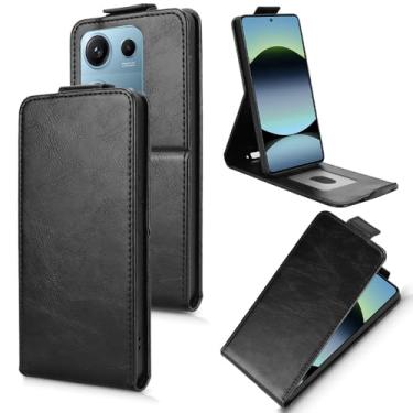 Imagem de Kukoufey Capa compatível com Xiaomi Poco M6 Pro 4G, compatível com Xiaomi Redmi Note 13 Pro 4G / Note 14s 4G 2502FRA65G Flip TPU capa de couro preta