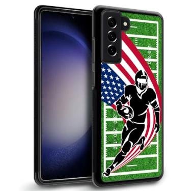 Imagem de Pinsheng Capa compatível com Samsung Galaxy S23 FE, bandeira de futebol americano Galaxy S23 FE capas para meninos, capa protetora antiderrapante de silicone totalmente macio compatível com Samsung