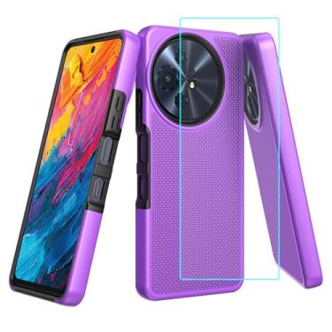 Imagem de Lozeguyc Capa para celular TCL 60 XE NxtPaper 5G com protetor de tela, TCL 60 XE Capa de telefone dupla camada resistente de grau militar à prova de choque capa de canto para TCL 50 XL roxo