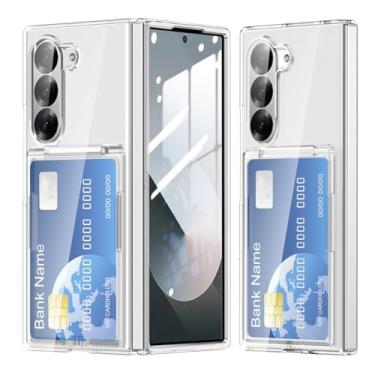 Imagem de Capa para Samsung Galaxy Z Fold6 com suporte dobrável para cartão de crédito e proteção para câmera (para Samsung Galaxy Z Fold6/transparente)