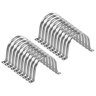Imagem de HARFINGTON 30 braçadeiras de conduíte de 110 mm de 4 5/40.6 cm, braçadeira de tubo M110 U, correia rígida de aço inoxidável, suporte em forma de U com dois furos para fixação de fio de mangueira de