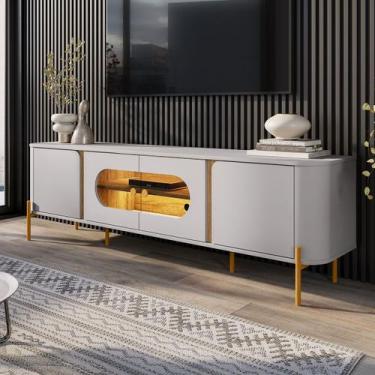 Imagem de Rack para TV Até 75 Polegadas Evans 4 Portas com Vidro e Led Off White