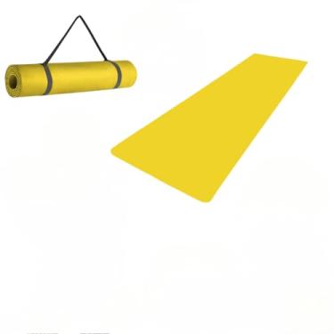 Imagem de Tapete Yoga Mat 1,70mx55cmx10mm Confortável Grosso Colchonete Tatame Exercício em Casa-Adequado para home treinos com almofadas(Amarelo,Com Alça)