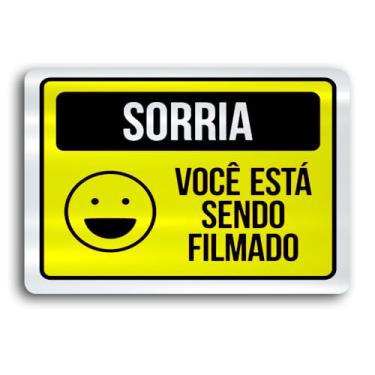 Imagem de Kit 3 Placas de Metal Sorria esta sendo filmado 30cmx20cm
