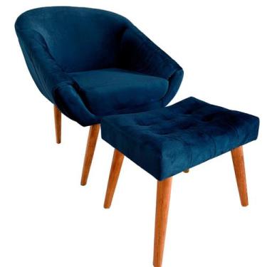 Imagem de Kit Poltrona Giovana Puff Capitonê Luxo e Almofadas em Sued Premium - 