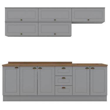 Imagem de Cozinha Modulada 11 Pecas 240cm CE381 Americana Cinza Nature Henn