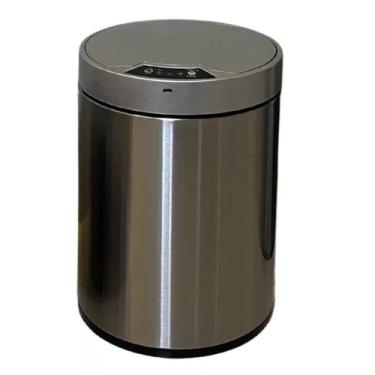 Imagem de Lixeira Automática Com Sensor 12 Litros Inox Polido Grande Cabo Usb Com Cesto Removível Luxo Recarregável