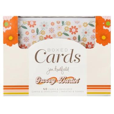 Imagem de Cartões e envelopes em branco Jen Hadfield, pacote com 40 envelopes A2 com cartões variados para todas as ocasiões e notas de agradecimento - 10 designs retrô exclusivos, Groovy Darlin'