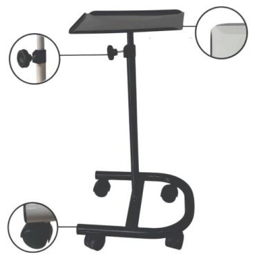 Imagem de Carrinho para vapor de ozônio com rodízios com trava - Prática, Preto