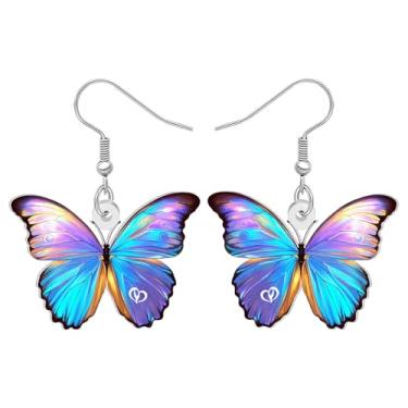 Imagem de BAMAY Brincos de borboleta de acrílico para mulheres, pingente de morfo azul acrílico, joias criativas, pingentes de insetos, presentes, Medium, Acrílico, Sem pedra preciosa