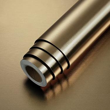 Imagem de LaCheery Papel de parede dourado metálico de 40 cm x 14 m para banheiro, papel de parede móvel, descasque e cole o papel de parede à prova d'água para gavetas de geladeira de cozinha, forro de