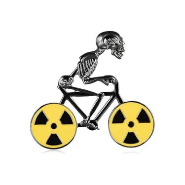 Imagem de Broche de bicicleta de equitação de esqueleto fofo para mulheres e homens design engraçado criativo esmalte lapela alfinete mochila chapéu bolsa alfinetes xaile roupas emblemas punk crânio broches