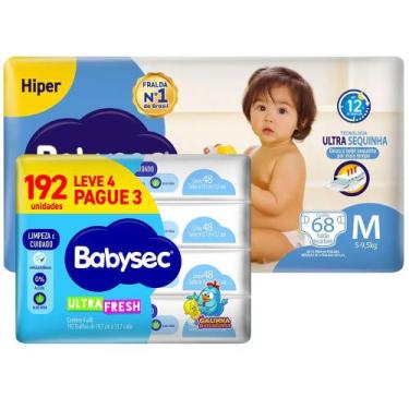 Imagem de Kit Fralda Descartável Babysec Galinha Pintadinha M + Toalha Umedecida