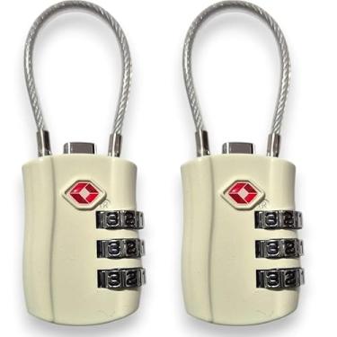 Imagem de Conjunto de 2 Cadeados de Segurança com Cabo de Aço, Senha de 3 Dígitos, Sem Chave, para Mala, Armário e Mochila (2, azul escuro)