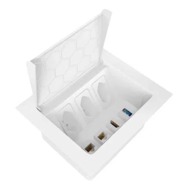 Imagem de Caixa De EMButir 3 Tomadas 3 Rj45, 1 Carregador USB - Branca