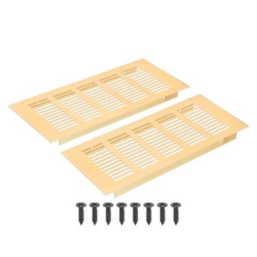 Imagem de PATIKIL Grade de ventilação retangular de 22 x 10 cm, pacote com 2 capas de ventilação de alumínio com parafusos de montagem para armário e porta de armário, dourado