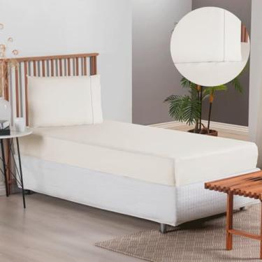 Imagem de Jogo De Cama Solteiro Kit 2 Peças Lençol Elástico E Fronha Com Ponto Palito Percal 300 Fios Toque Suave Macio (Lençol Palha)