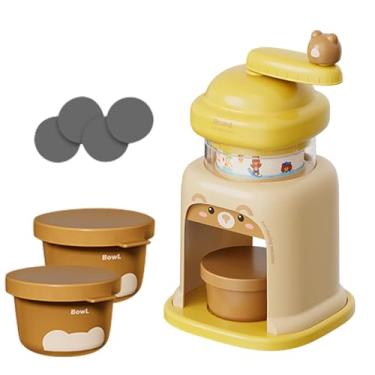 Imagem de Generic de gelo manual, máquina de raspar gelo leve e prática para festas em casa, bares e restaurantes, Amarelo com 3 Tigelas