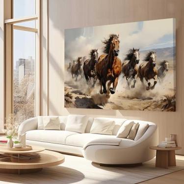Imagem de Quadros Decorativos para Quarto Sala 40x60 Cavalos Correndo Cavalo Luxo Grande Escritório Hall