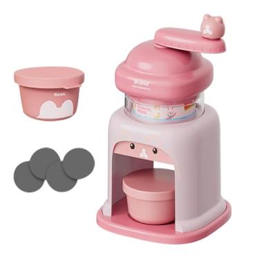 Imagem de Generic de gelo manual, máquina de raspar gelo leve e prática para festas em casa, bares e restaurantes, Rosa com 2 Tigelas