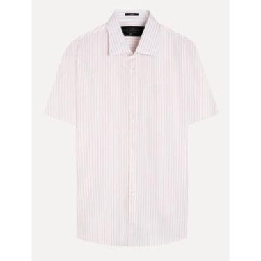 Imagem de Camisa Ellus Masculina Manga Curta Tricoline Glennwood Stripe Branca-Masculino