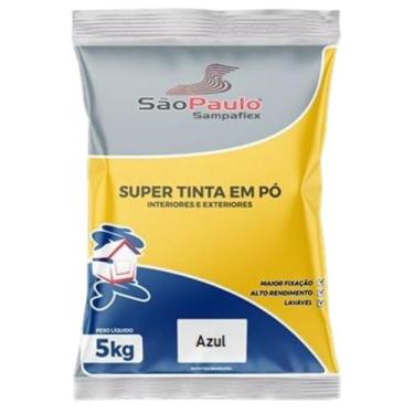 Imagem de Tinta em Pó 5kg SampaFlex Cores Amarela Azul Branco Verde Fixação Pint