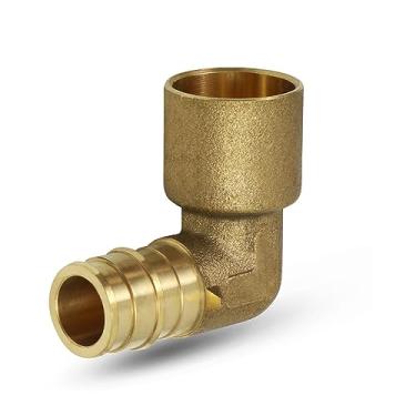 Imagem de Cotovelo feminino de suor de 90 graus PEX-A, expansão de 3/10.2 cm Pex x 5/20.3 cm, adaptador F1960 de latão sem chumbo para uso em conexão Pex-A-Tubing