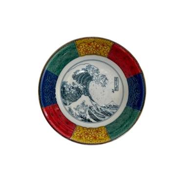 Imagem de Tigela de cerâmica japonesa Mino Ware padrão tradicional japonês auspicioso, tigela de arroz grande, macarrão de sopa, saladas, sobremesas ou tigela de servir tigela multiuso do Japão (Midium