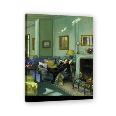 Imagem de Mrs Osler John Lavery Irish Realist Portrait & War Scenes Impressão em tela – Arte de parede vintage para casa emoldurada 39,98 x 52,1 cm