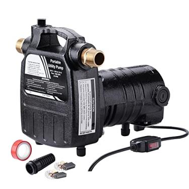 Imagem de EXTRAUP Bomba utilitária de transferência de água com caixa de ferro fundido de alta pressão 115 volts 1/2HP 1500 GPH atualizada com interruptor ON/OFF, conectores de latão e filtro de sucção