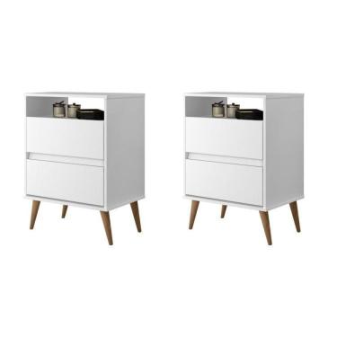Imagem de Mesas de Cabeceira 2 Gavetas Lotus Branco