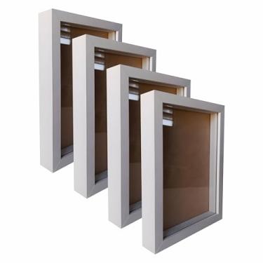 Imagem de KIAGA, Kit 4 Molduras Caixa Alta Revestida com Vidro para Quadros Quilling e Scrapbook - 10x15cm - 1,5x3 Cor:BRANCO;Tamanho:10X