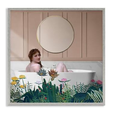 Imagem de Stupell Industries Vintage Lady in Bath Gray Framed Giclee Art Design por Seven Trees Design, 61 x 61 cm