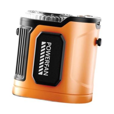 Imagem de IEUDNS Ventilador de cintura recarregável silencioso portátil para pendurar no pescoço ventilador portátil para acampamento ao ar livre trabalhos pesca, Laranja