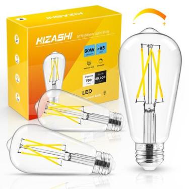Imagem de Lâmpada LED Hizashi E26 Edison 6W 4000K 700lm regulável, pacote com 3
