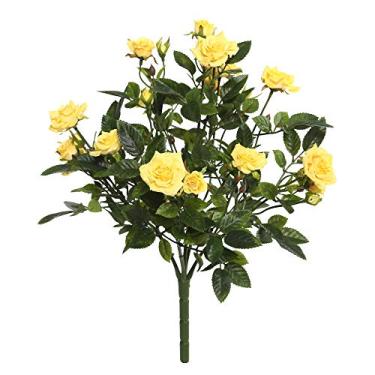 Imagem de Vickerman Arbusto rosa de diamante amarelo artificial de 38 cm de comprimento - Flores sintéticas premium para casamento ou decoração de casa - Sem manutenção