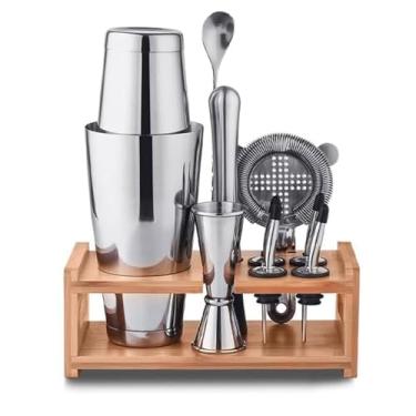 Imagem de Kit de bartender, conjunto de coqueteleira de 10 peças, copo coqueteleira manual de 800 ml, conjunto de barman de aço inoxidável, copo de coqueteleira, conjunto de coqueteleira para bar