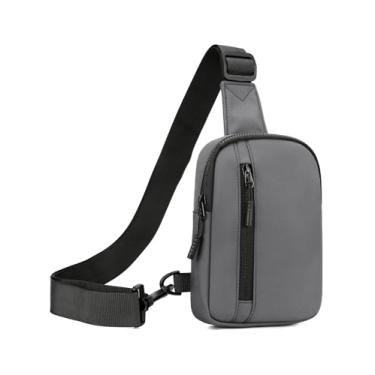 Imagem de Peicees Mini bolsa tiracolo masculina, bolsa de ombro, bolsa tiracolo feminina, suporte para telefone com alça reversível e bolso duplo, Cinza, mini