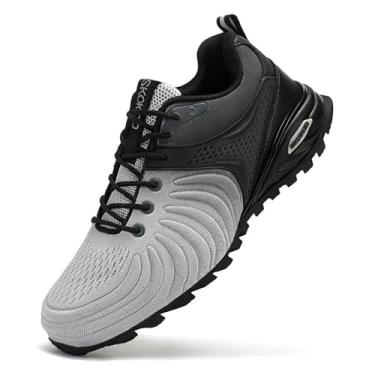 Imagem de SKOKOD Tênis masculino com bico de aço, composto de segurança, para trabalho, casual, moderno, confortável, à prova de perfuração, indestrutível, Prateado, cinza, 9.5 Wide