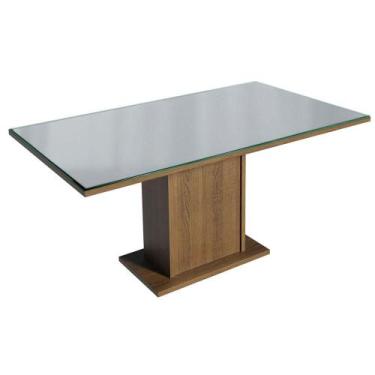 Imagem de Mesa de Jantar Retangular Tampo de Vidro 5275 Madesa, Rustic/Cinza