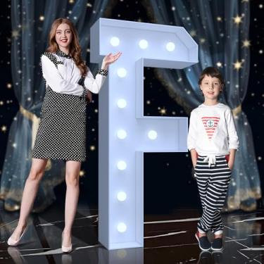 Imagem de Tenda para letreiro de 1,8 m - letras grandes iluminadas com LED branco frio, letreiro de placa de espuma fácil de montar com suporte traseiro para aniversário, casamento, decoração de festa