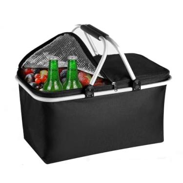 Imagem de Cesta Térmica Picnic Piquenique Bolsa Cooler Dobrável Grande para Passeio, Praia, Viagem e Camping