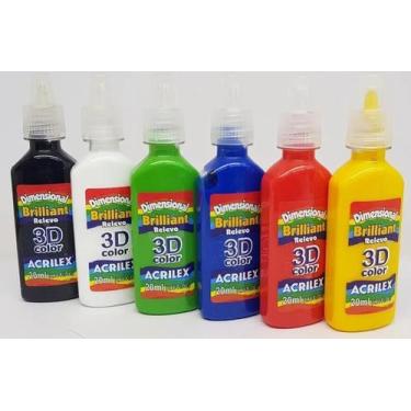 Imagem de Tinta Dimensional 3d Brilliant Acrilex Com 6 Potes De 20ml