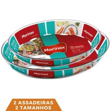 Imagem de 2 Travessas Assadeira de Vidro Temperado 2 Tamanhos Marinex