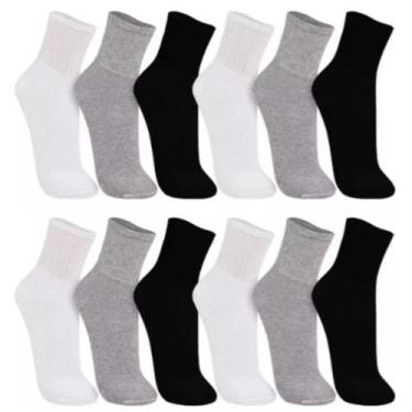 Imagem de Kit 12 Pares de Meia Adulto Masculino Cano Alto Liso - Tj Kids, 40-46,