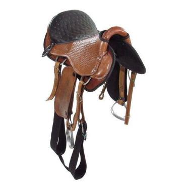 Imagem de Sela De Cavalo Com Alça Tradicional Havana Toda De Couro 16 Polegadas 