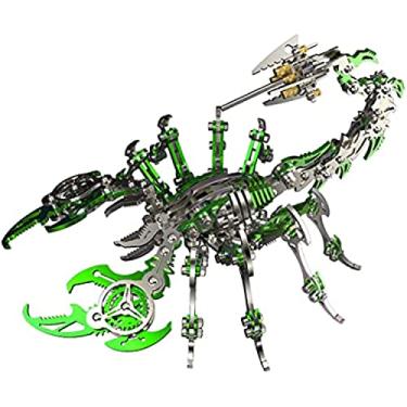 Imagem de PUOSUO Quebra-Cabeças De Metal 3D Coloridos Para Adultos, Kits Modelos Escorpião Construir, Aço Inoxidável Com Enfeites Quebra-Cabeça King, Aniversário Natal (Verde)