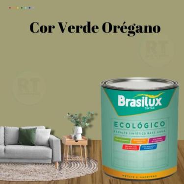 Imagem de Esmalte Sintético Base Água Brasilux Ecologico Cor Verde 800ML Brilhan